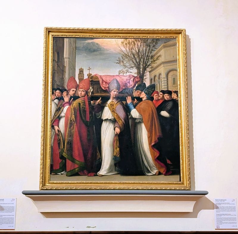 Renaissance paintings at the Gallery of the Academy 16 The translation of the body of St. Zenobius by Ridolfo del Ghirlandaio 1517 Photo from FoxRVTravel article "Renaissance paintings at the Gallery of the Academy"
