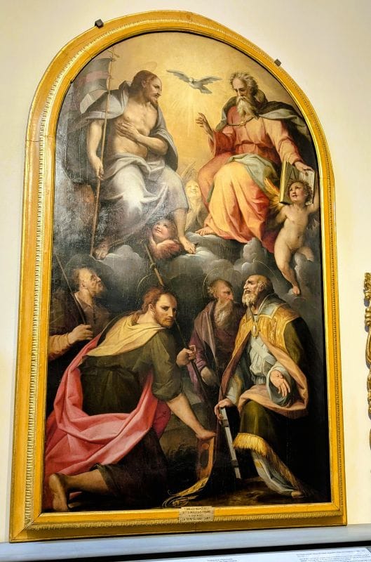 Renaissance paintings at the Gallery of the Academy 17 Trinity and Various Saints by Maso da San Friano an Italian painter His real name was Tomaso D'Antonio Manzuoli. 1565 Photo from FoxRVTravel article "Renaissance paintings at the Gallery of the Academy"