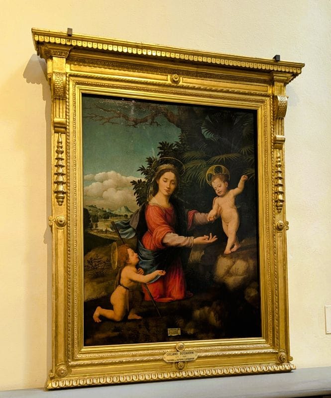Renaissance paintings at the Gallery of the Academy 20 Madonna and Child with the Young St John, 1520 Giuliano Bugiardini Oi on wood Photo from FoxRVTravel article "Renaissance paintings at the Gallery of the Academy"