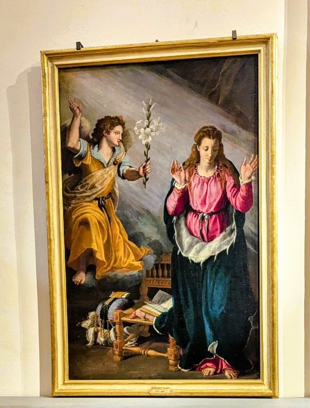 Renaissance paintings at the Gallery of the Academy 23 Annunciation, by Alessandro di Cristofano di Lorenzo del Bronzino Allori 1603 Oil on canvas Photo from FoxRVTravel article "Renaissance paintings at the Gallery of the Academy"