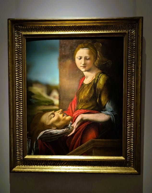 Alonso Berruguete Salome holding the head of John the Baptist by ca 1488 oil on panel Photo from FoxRVTravel article "Masterpiece paintings at the Uffizi Gallery" 