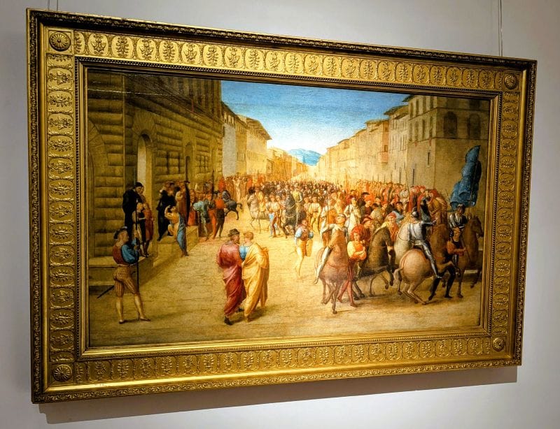 Francesco Granacci 1469 - 1543 Entry of Charles VIII into Florence c. 1517 oil on panel Photo from FoxRVTravel article "Masterpiece paintings at the Uffizi Gallery" 