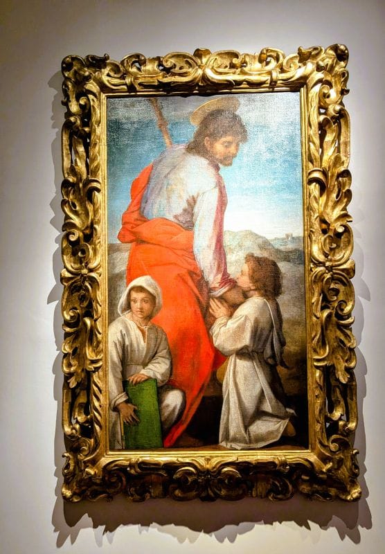 Andrea del Sarto (1486-1530)Saint James the Greater and the two children (Standard of Saint James) c. 1528 oil on panel Photo from FoxRVTravel article "Masterpiece paintings at the Uffizi Gallery" 
