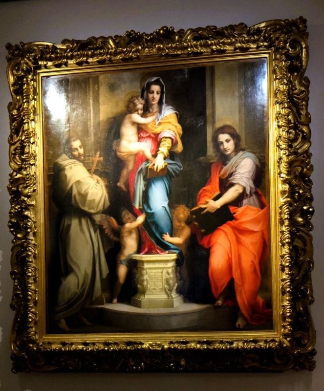 Andrea del Sarto (1486 - 1530) Madonna and Child with Saint Francis of Assisi and Saint John the Evangelist (Madonna of the Harpies) c. 1517 Photo from FoxRVTravel article "Masterpiece paintings at the Uffizi Gallery" 