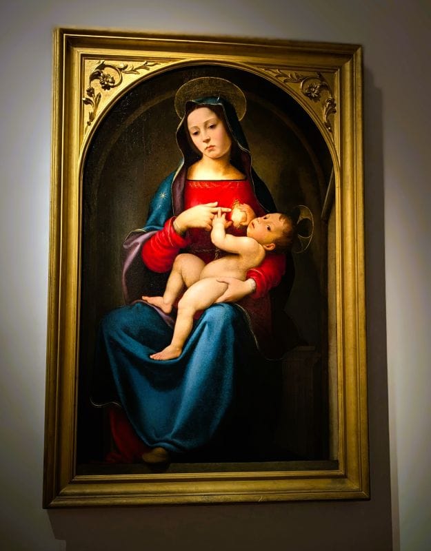 Giuliano Bugiardini (1476 - 1555) Madonna and Child, ("Madonna of the Milk") circa 1518 Oil on wood Photo from FoxRVTravel article "Masterpiece paintings at the Uffizi Gallery" 