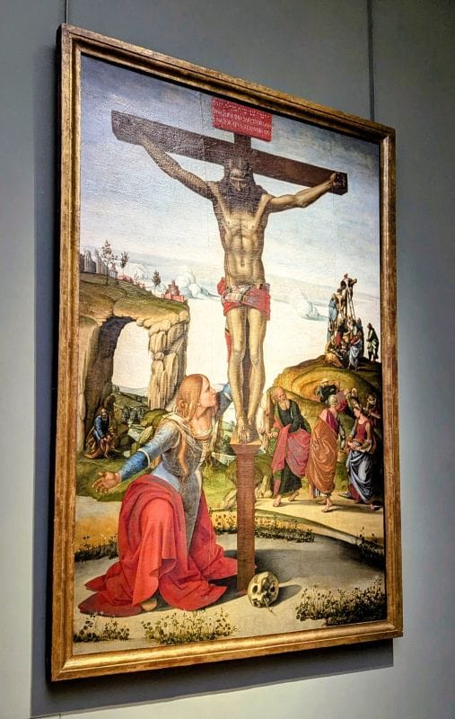 Luca Signorelli 1460 - 1523 Crucifixion with Mary Magdalen c. 1502-5 Oil on canvas Photo from FoxRVTravel article "Masterpiece paintings at the Uffizi Gallery" 