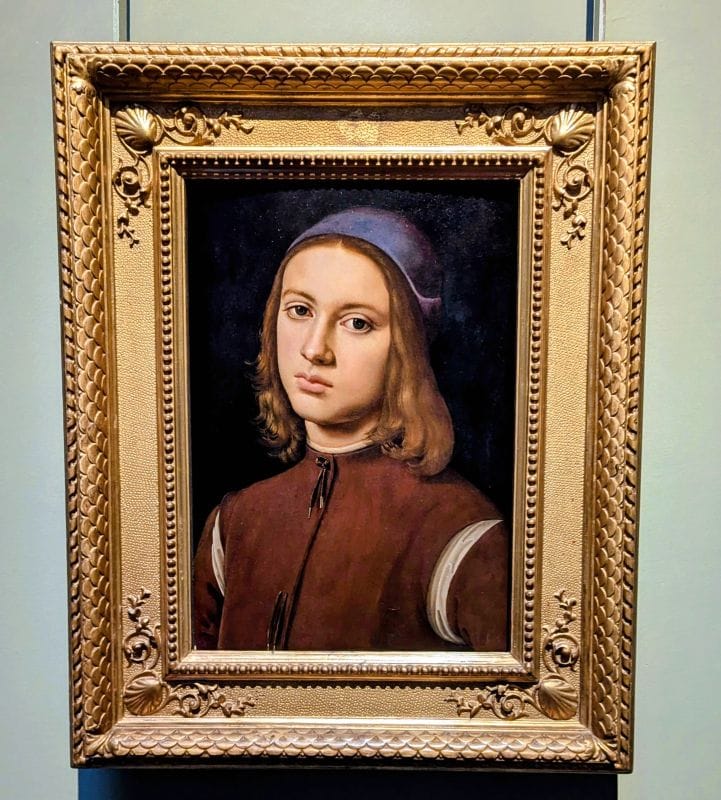 Pietro di Cristoforo Vannucci, known as Perugino Portrait of a young man c. 1495-1500 Oil on wood Photo from FoxRVTravel article "Masterpiece paintings at the Uffizi Gallery" 