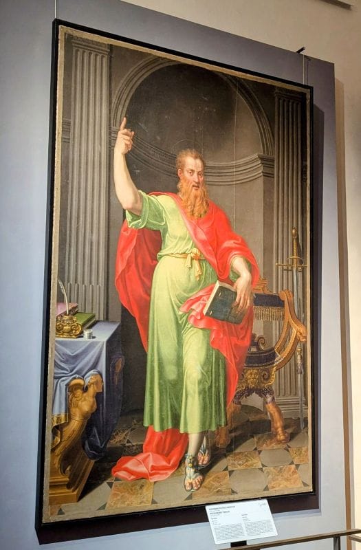 Pellegrino Tibaldi and his Milanese pupil Giovanni Pietro Gnocchi, Saint Paul dated 1585 oil on canvas Photo from FoxRVTravel article "Masterpiece paintings at the Uffizi Gallery" 