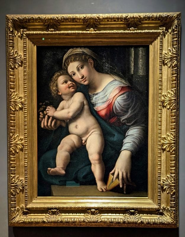 Giulio Pippi, known as Giulio Romano Madonna and Child C. 1520-1522 oil on panel Photo from FoxRVTravel article "Masterpiece paintings at the Uffizi Gallery" 