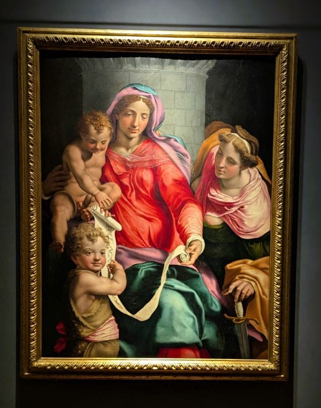 Daniele Ricciarelli known as Daniele da Volterra Madonna and Child with the Young Saint John and Saint Barbara C. 1548 oil on panel Photo from FoxRVTravel article "Masterpiece paintings at the Uffizi Gallery" 