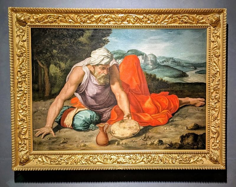 Daniele Ricciarelli known as Daniele da Volterra Elijah in the Desert C. 1543 oil on canvas Photo from FoxRVTravel article "Masterpiece paintings at the Uffizi Gallery" 