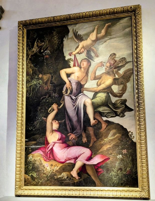 Jacopo Ligozzi Allegory of Virtu 1585 circa oil on canvas Photo from FoxRVTravel article "Masterpiece paintings at the Uffizi Gallery" 