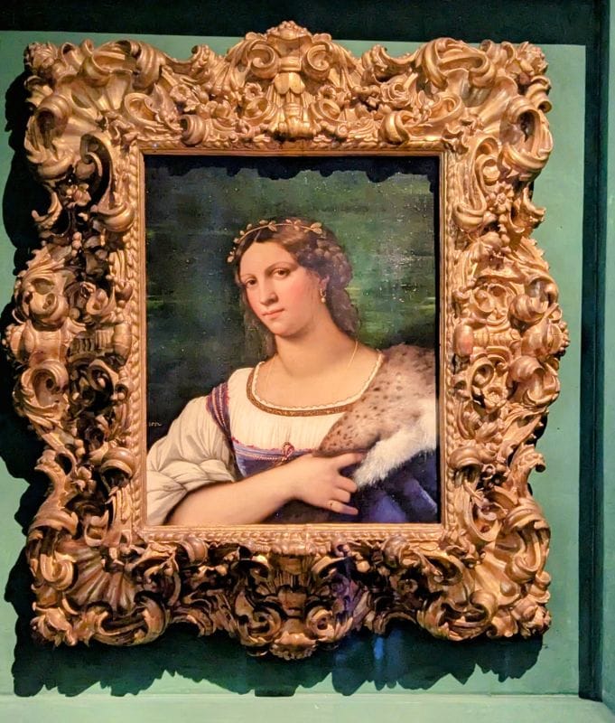 Sebastiano Luciani , known in later life as Sebastiano del Piombo Portrait of a Lady 1512 oil on wood panel Photo from FoxRVTravel article "Masterpiece paintings at the Uffizi Gallery" 