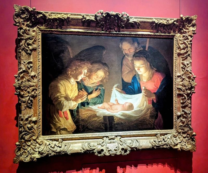 Gerrit van Honthorst, known as Gherardo delle Notti (Utrecht 1590-1656) Adoration of the Child. ca. 1619-1620 Oil on canvas Photo from FoxRVTravel article "Masterpiece paintings at the Uffizi Gallery" 
