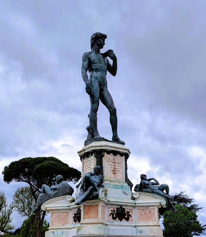 Visiting Florence is an art lesson on the streets 3 Piazzale Michelangelo (Michelangelo Square) is a square with a panoramic view of Florence on top of a hill overlooking the Arno River to the east of the old city. Photo from FoxRVTravel article "Visiting Florence is a art lesson on the streets"