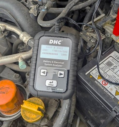 Our car quit at the worse possible time. 3 Photo of my battery condition after our trip to Europe and before our car quit shows a cold cranking amp reading of 770 which is about 1.2 times the value of a new battery. The reason the value is high is because I performed the test on a very warm battery.