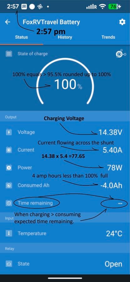 How to Interpret Victron Battery State of Charge and Solar Charging Data. 3 Breakdown of the BMV-712 Battery monitor information.