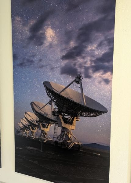 The Very Large Array is a very, very big telescope. 4 A night time photo of the Very Large Array with antennas spaced in configuration D.