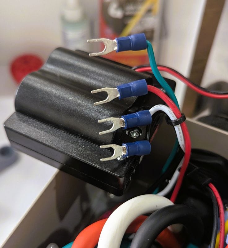 Watchdog Powercenter surge protector module with the wires disconnected.