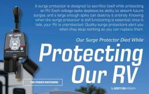 Cover photo of Escapees Magazine Article about our surge protector