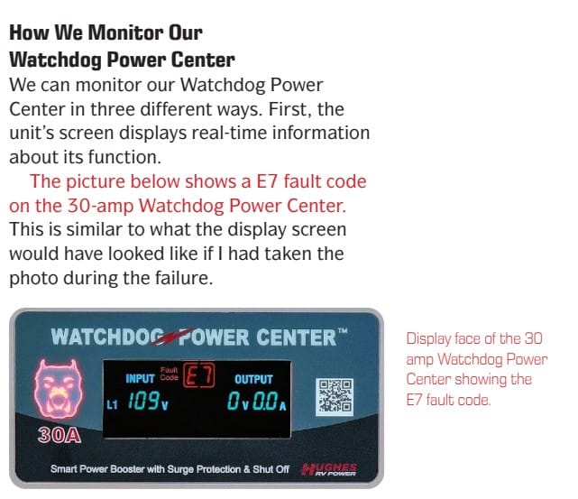 Escapees Magazine published the article about our surge protector. 6 A photo of Escapees Magazine Article about our surge protector .