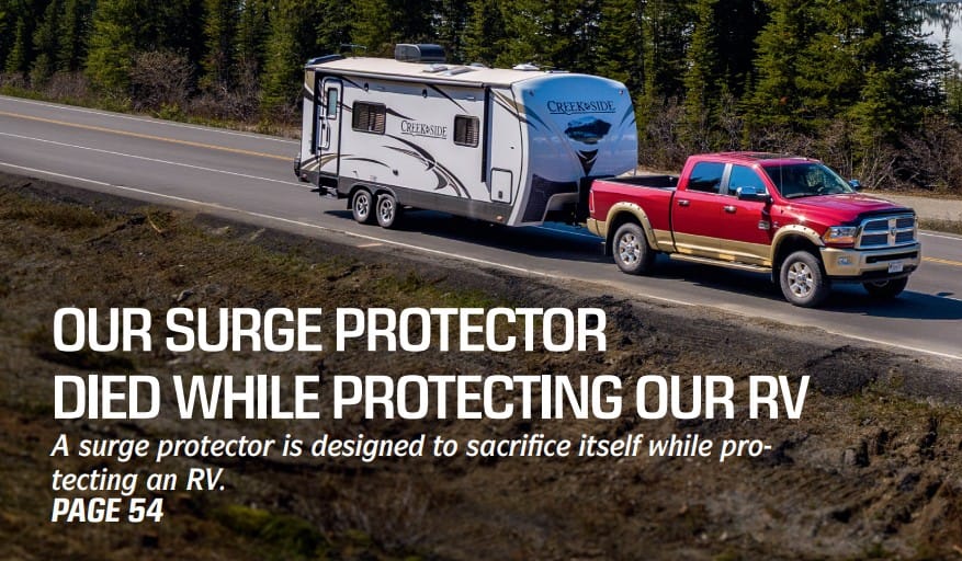 Escapees Magazine published the article about our surge protector. 3 A copy of the Escapees Magazine Cover about our surge protector article.