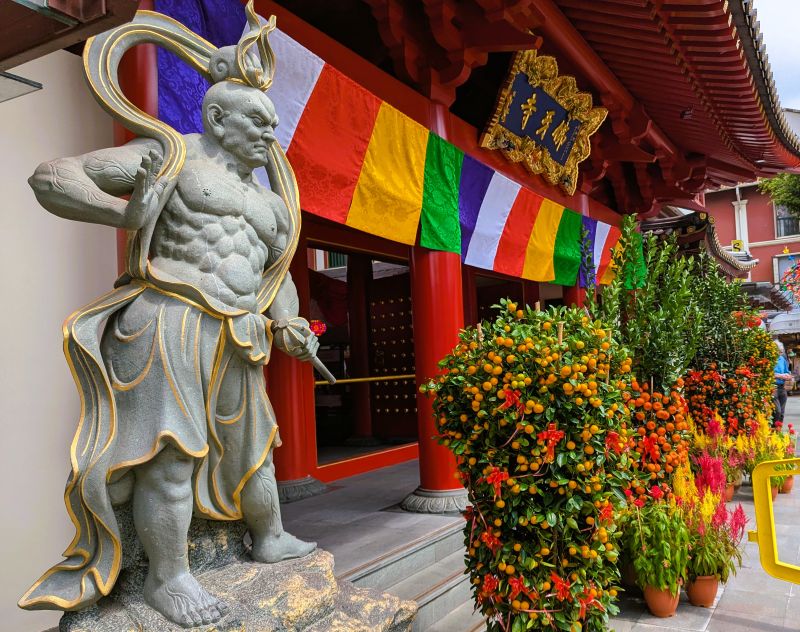 Outside the Buddhist Temple during our crazy 2026 journey to Singapore