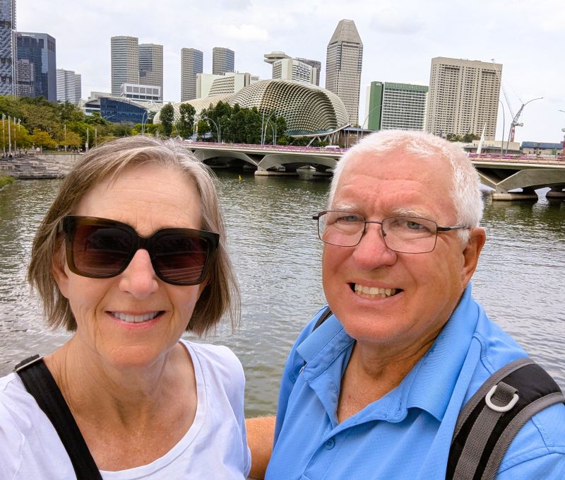 Scott and Tami near the Alexandra Waterway in Singapore.