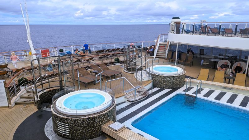 This pool is on the Queen Anne is on the aft part of deck 9.
