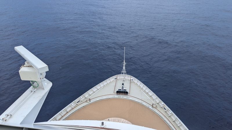 Looking down on the bow from the deck 12. This is as close to the bow of the Queen Anne we could get.