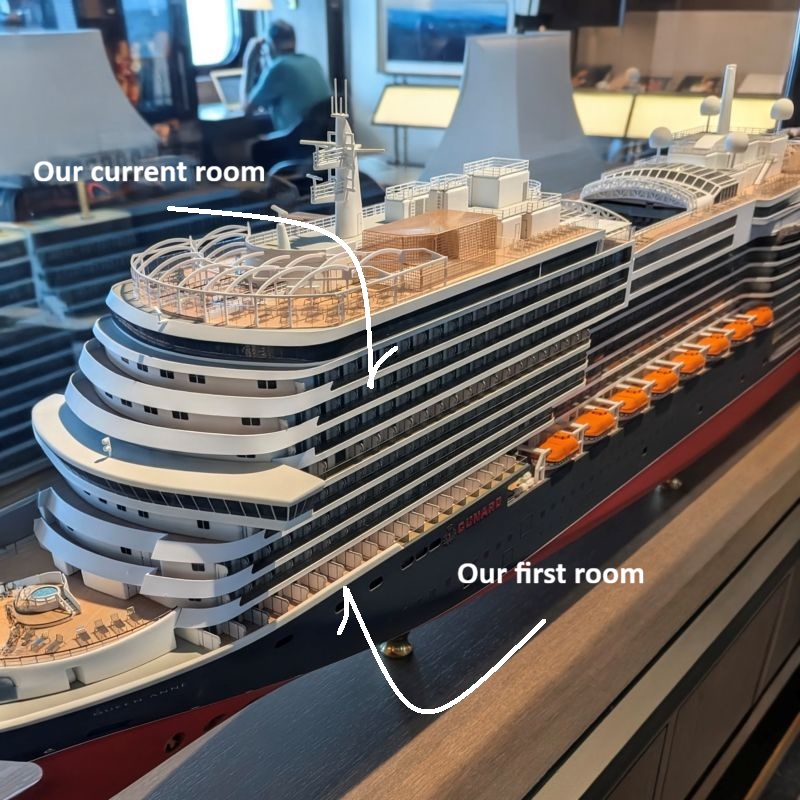 We started our cruise on the fourth deck forward. In Sidney we moved to the tenth deck.