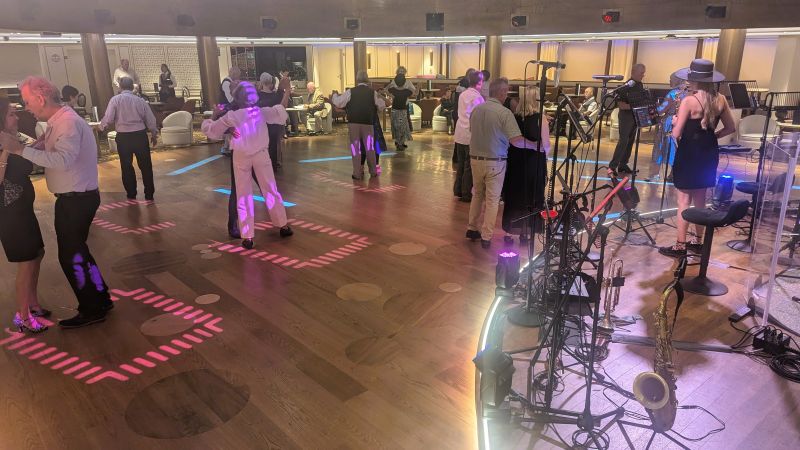 From what I gather, Cunard ships are big on Ballroom dancing. I couldn't safely mix with these dancers.