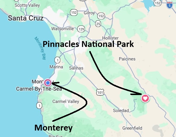 Crappy 30-amp power 7 Pinnacles National Park and Monterey Map