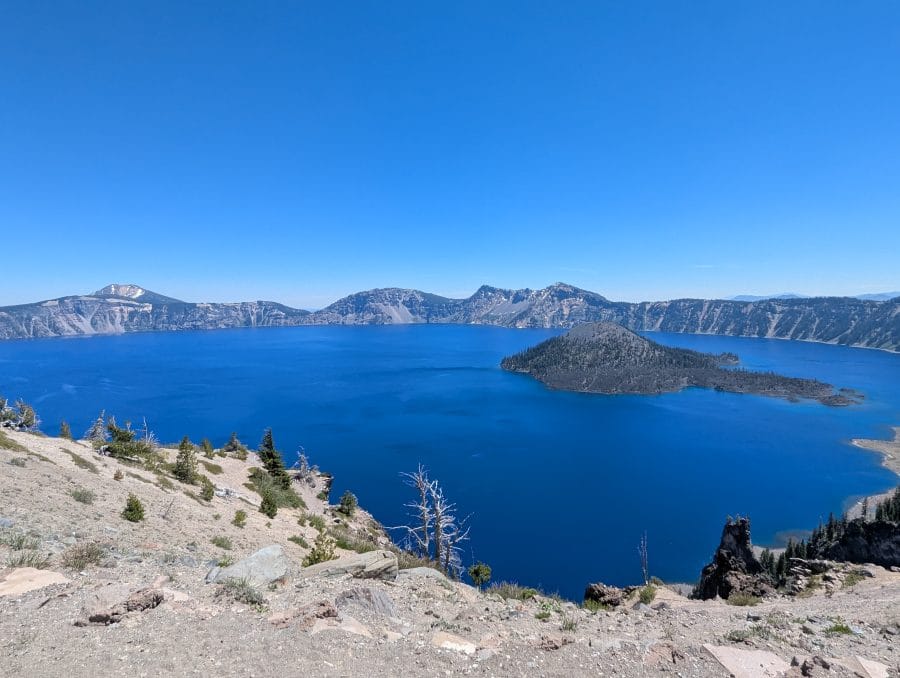 Crossing eastern Oregon in 2026 before the summer heat. 11 This is our third visit to Crater Lake in Oregon. The royal blue color is caused by extremely clear water.
