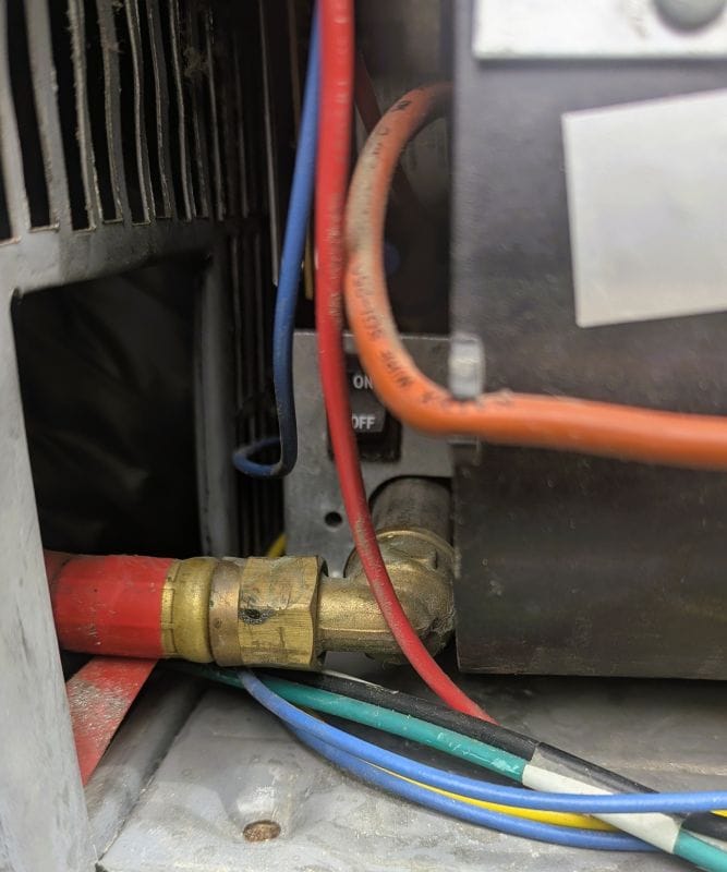 Winter started at the end of June. 9 This is what the gas line looked like before I took it apart so I could remove the furnace. I am lucky it was in the accessible part of the furnace and not somewhere inside the kitchen cabinets.