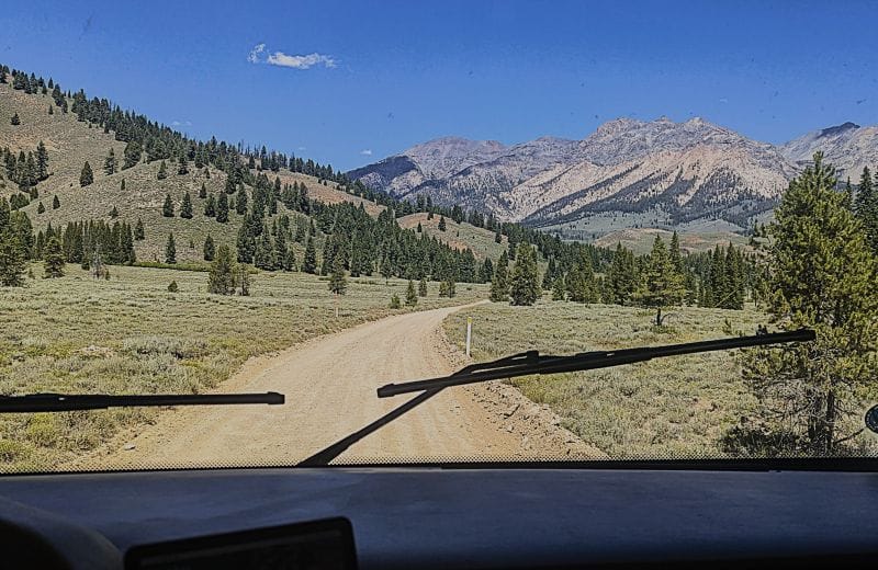 This photo is of Baker Creek Road heading north after our week of boondocking. Any ruts I put in the road driving in while it was muddy were gone.