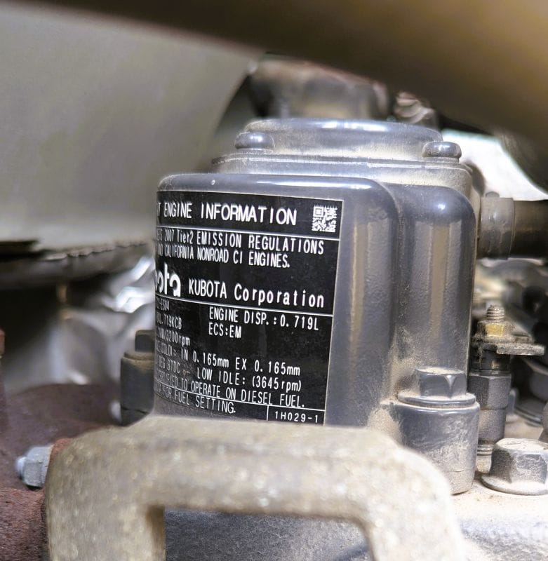 Then our generator failed. 14 Part of the Kubota engine spec plate.