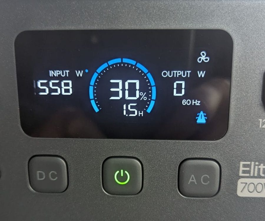 I almost always charge from direct current. In this case the charging was from alternating current. I select slower charging to make the power station batteries last even longer.