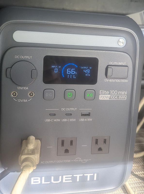 This is the BLUETTI Elite 100 Mini Power Station powering my refrigerator.