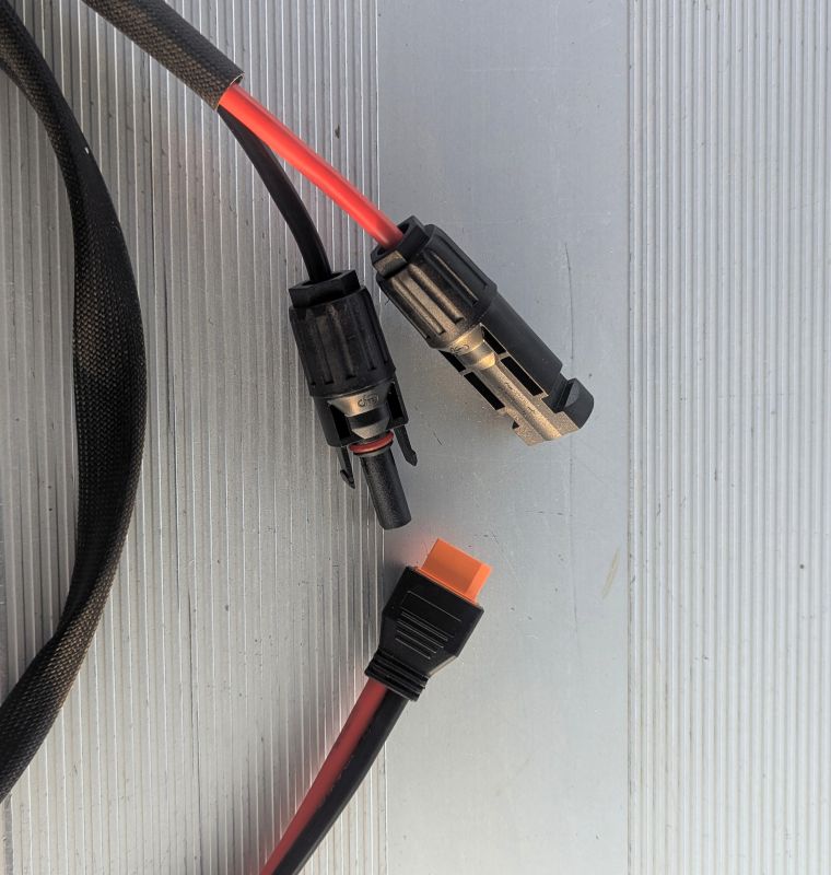 This XT60 adapter is at the end of my solar charging cord. The other connectors are the standard solar MP-4 connectors.