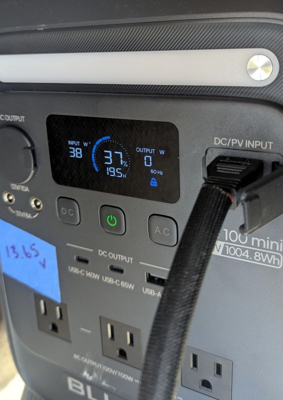 I am using the XT60 connector to charge the power station. The input from the 45 watt solar panel, Perfectly aligned sitting in direct sun is 38 watts.