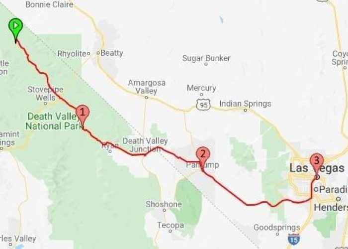 2018 Route from Mesquite Springs to Las Vegas