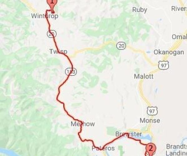 2018 Route from Pearrygin State Park to Bridgeport