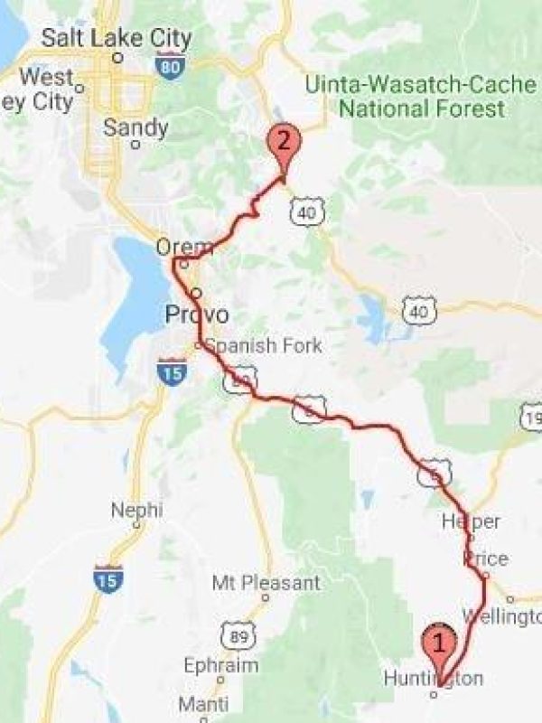 2018 Route from Huntington Lake to Heber City