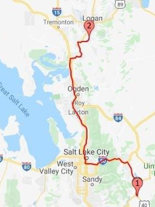 2018 Route Heber City to Hyrum Lake Utah State Park