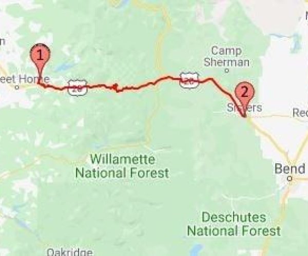 2018 Route from Foster Lake to Sisters