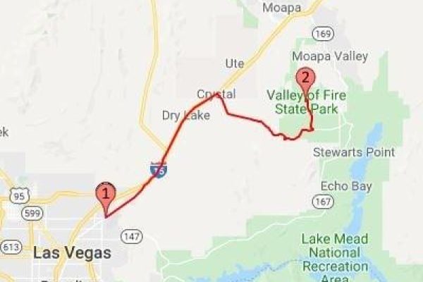 2018 Route Las Vegas to Valley of Fire