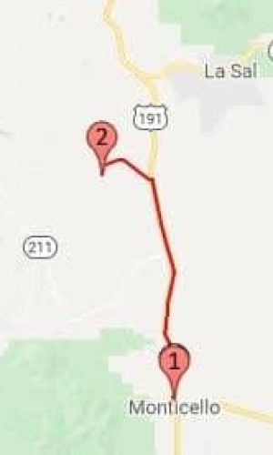 2018 Route from Monticello Utah to Wind Whistle